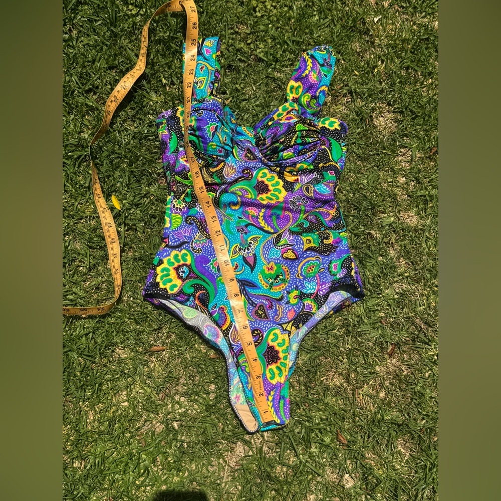 80s Vintage Vibrant Blue Catalina One Piece Swimsuit Sz 6 - Picture 4 of 9
